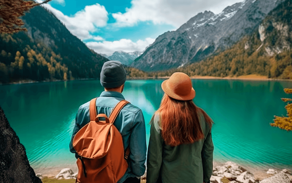 Couple Enjoying Lake View Travel
